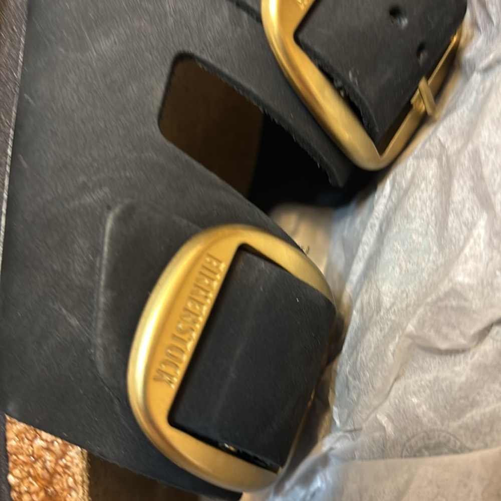 Birkenstock Arizona big buckle nubuck soft footbed 38 narrow Black Sandals - Picture 7 of 10